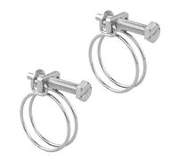 KCT 2 Pack - 24-28mm Double Wire Hose Pipe Clamps Universal Adjustable Metal Clips for Fuel/Air Line/Tube/Plumbing/Hosepipe