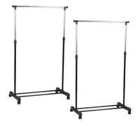 KCT 2 Pack Adjustable Clothing Rails Portable Rack Set of 2 Clothes Hanging Organiser Storage Stands with Wheels