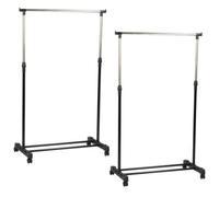 Kct 2 Pack Adjustable Single Clothing Rail Twin Set Of 2 X Clothes Hanging Stand With Wheels Portable Wardrobe Organiser