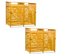 Kct 2 Pack Double Wheelie Bin Storage (4 X 240L) Store Shed For Recycling Rubbish Dustbin Outdoor Garden Hideaway Tidy Box Cabinet