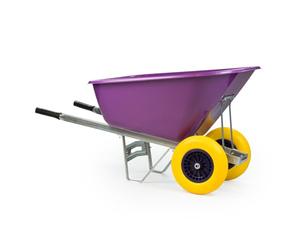 KCT 200L Big Wheelbarrow Purple Garden Barrow Twin Wheel Plastic Cart | With Puncture Proof Tyre for Builders, Equestrian, Stable Yard, Construction