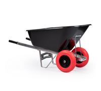 Kct 200L Wheelbarrow Black Plastic Heavy Duty Garden Barrow 2 Twin Wheel Puncture Proof Solid Tyre Large Builder Equestrian Stable