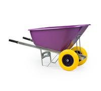 KCT 200L Wheelbarrow Purple Plastic Heavy Duty Garden Barrow 2 Twin Wheel Puncture Proof Solid Tyre Large Builder Equestrian Stable Yard Big Horse