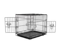 KCT 24" Small Dog Crate with Removeable Plastic Tray Metal Puppy Pet Cage- Folding Training Pet Pen with 2 Doors