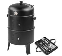 KCT 3 in 1 Upright BBQ Smoker - with Tool Set Outdoor Barbeque Cooking Grill