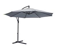 KCT 3m Large Grey Garden Cantilever Parasol Umbrella Patio Sun Shade with Adjustable Crank Tilt and Outdoor UV Protection