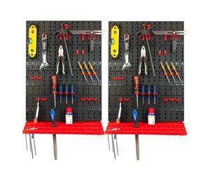 KCT 3pc Wall Mount Tool Board Storage Organiser Workshop Shelves Rack - 2 Pack