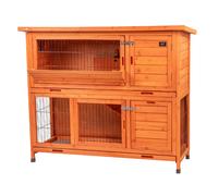 KCT 4ft Milan 2 Tier Wooden Double Rabbit Hutch with Run & Doors Outdoor / Indoor