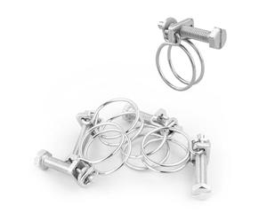 KCT 5 Pack - 15-18mm Double Wire Hose Pipe Clamps Universal Adjustable Metal Clips for Fuel/Air Line/Tube/Plumbing/Hosepipe