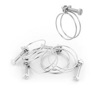 KCT 5 Pack - 41-45mm Double Wire Hose Pipe Clamps Universal Adjustable Metal Clips for Fuel/Air Line/Tube/Plumbing/Hosepipe