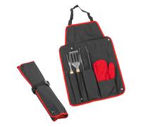 KCT 5 Piece BBQ Grill Tool Set Kit with Apron Oven Mitt Barbecue Accessories Utensils Set
