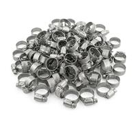 KCT 50 Pack - 8mm-12mm Hose Pipe Clamps Adjustable 304 Stainless Steel Metal Clips for Flexible Tube Worm Drive