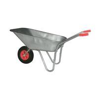 KCT 80L Litre Wheelbarrow Garden Barrow with Pneumatic Wheel Small Lightweight for Gardening Landscaping Waste Soil DIY Galvanised Steel Trolley Cart