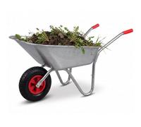 Kct 80L Litre Wheelbarrow Garden Barrow With Pneumatic Wheel Small Lightweight For Gardening Landscaping Waste Galvanised Steel