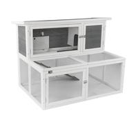 KCT Ancona 4ft Wooden Rabbit Hutch 2 Tier with Run & Doors Indoor / Outdoor