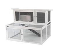 KCT Ancona Grey 4ft Wooden Rabbit Hutch with Extending Run - Outdoor Small Pet House for Guinea Pigs, Bunnies & Ferrets