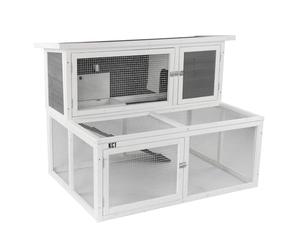 KCT Ancona Grey 4ft Wooden Rabbit Hutch with Extending Run - Outdoor Small Pet House for Guinea Pigs, Bunnies & Ferrets