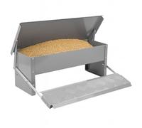 Kct Automatic Chicken Feeder Self Opening Grey Steel Trough Poultry Treadle 5Kg