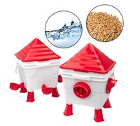 KCT Automatic Raised Chicken Feeder & Drinker Set 10kg/10L Poultry Hen Waterer