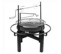 Kct Bbq Grill With Rotisserie Outdoor Fire Pit Charcoal Barbecue Garden Barbeque For Spit Roast Cooking Large Stainless Steel Bowl