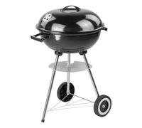 KCT Compact Kettle BBQ, Round Portable Barbecue with Lid & Wheels For Outdoor Cooking