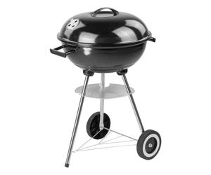 KCT Compact Kettle BBQ, Round Portable Barbecue with Lid & Wheels For Outdoor Cooking