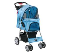 Kct Dog Pram Pet Stroller Hooded Foldable - Blue
