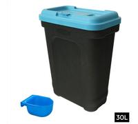 Kct Dry Pet Food Storage Container With Integrated Scoop 30L Litre / 15Kg - Blue Pet Feed Container