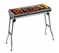 KCT Folding BBQ Stainless Steel Charcoal Barbecue Large Barbeque Freestanding Portable Foldable Grill for Camping Travel Outdoor Garden