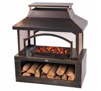 Kct Garden Fireplace Outdoor Large Steel Fire Pit Place Patio Wood Burner Firepit Heater With Log Store Storage Poker