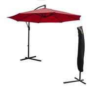 Kct Garden Parasol 3.5M Large Burgundy Cantilever With Protective Cover
