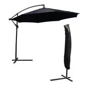 Kct Garden Parasol 3M Large Black With Adjustable Crank + Cover