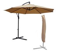Kct Garden Parasol 3M Large Mocha Cantilever With Protective Cover
