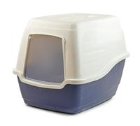 KCT Hooded Cat Loo Litter Tray Large Blue Box for Kitten Enclosed Toilet With Hood Lid Scoop Cover Swing Door Mess-Free Covered Plastic Deep Big