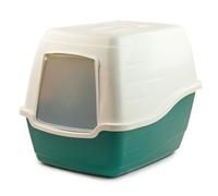 Kct Hooded Cat Loo Litter Tray Large Green Box For Kitten Enclosed Toilet With Hood Lid Scoop Cover Mess-Free Covered Plastic Deep