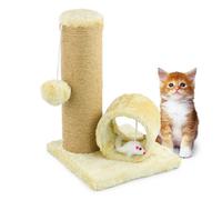 Kct Kitten Scratching Post And Tunnel For Indoor Cat Scratch Beige Scratcher Pole Small Natural Durable Sisal Tree Freestanding
