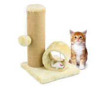 KCT Kitten Scratching Post and Tunnel Small Beige Scratch Pole for Indoor Cat With Natural Durable Sisal