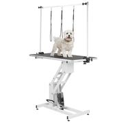 KCT Large White Hydraulic Dog Grooming Table with H Bar and Leashes. | 56 - 92cm Working Adjustable Height with Non Slip Surface