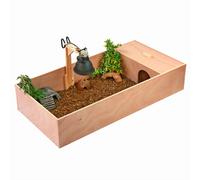KCT Large Wooden Tortoise Table Reptile Vivarium Cage Hide with Open Run and Lamp Arm