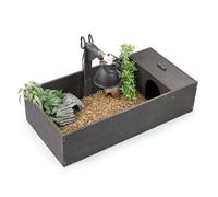 Kct Medium Black Wooden Tortoise Table Reptile Shelter Den Lamp Arm Run