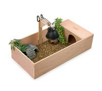KCT Medium Wooden Tortoise Table Reptile Vivarium Cage Hide with Open Run and Lamp Arm