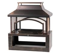 KCT Outdoor Fireplace Weatherproof Garden Fire Pit Chiminea Heater with Bowl Poker Log Store Steel Portable Wood Burner