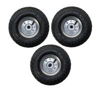KCT Pack of 3 - 10" Replacement 4.10 /3.50 - 4 Pneumatic Wheel for Garden Carts and Sack Barrows