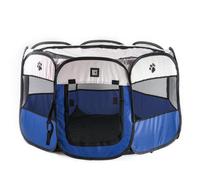Kct Pet Puppy Dog Play Pen Fabric Blue Large Playpen Portable Enclosure - 110Cm