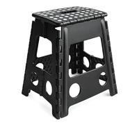 KCT Portable Folding Step Stool for Home Lightweight Kitchen Steps Anti Slip Foldable Plastic Stool with Handle Black