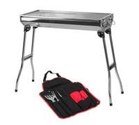 Kct Stainless Steel Portable Bbq And Tool Kit - Folding Large Barbecue Grill For Outdoor Camping