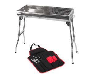 KCT Stainless Steel Portable BBQ And Tool Kit - Folding Large Barbecue Grill For Outdoor Camping Foldable Barbeque