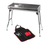 Kct Stainless Steel Portable Bbq With Tool Set Charcoal Barbeque Kit Utensils Folding Large Barbecue Grill For Outdoor Camping