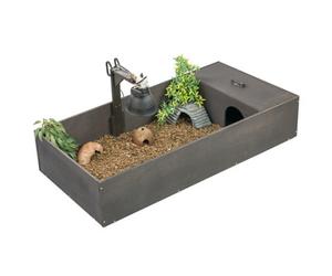 Kct Tortoise Table Large Black Reptile Vivarium Cage Hide With Open Run And Lamp Arm