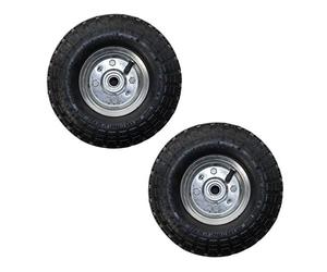 KCT Twin Pack 10" Replacement Wheels for Garden Cart, Twin Wheelbarrow, Garden Tool Trolley, Sack Barrow Wheel, Twin Wheel Wheelbarrow, Garden Trailer - 4.10/3.50-4 Size